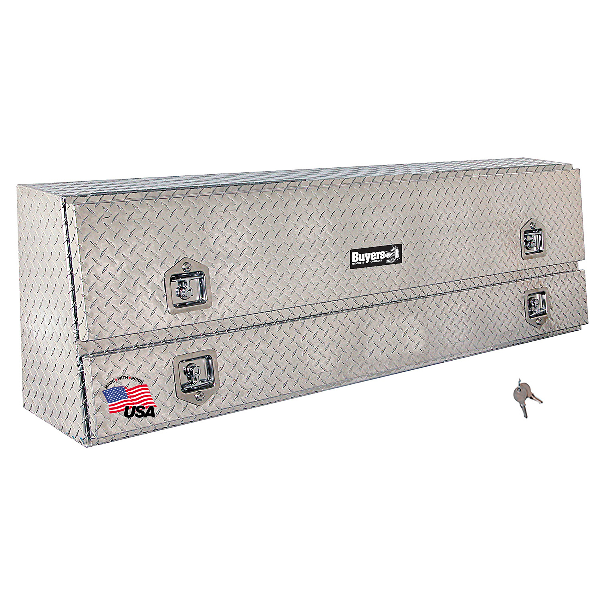 Buyers Products, 72x13x21 Truck Contractor Tool Topsider Job Box w Lower Door, Width 72 in, Material Aluminum, Color Finish Diamond Plate Silver, Model# 1705640